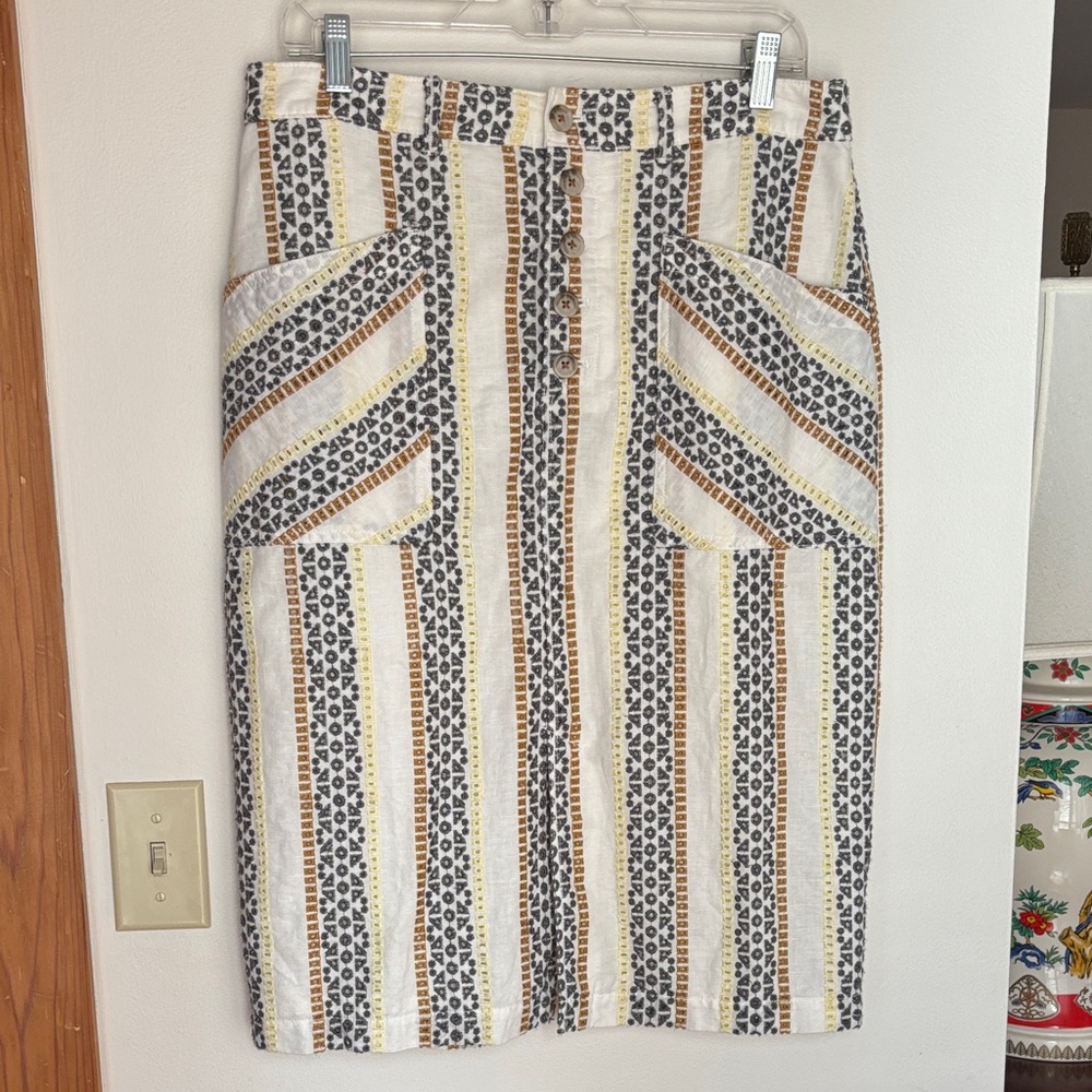 Anthropologie Striped Patterned eyelet Women's Pencil Skirt size 12